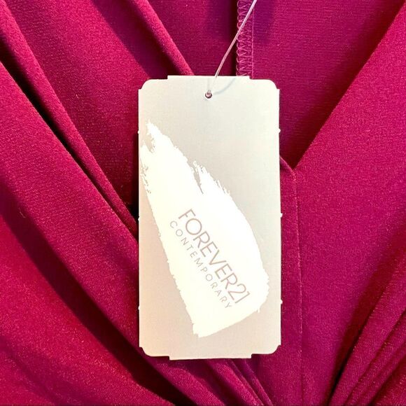 Forever 21 V-Neck MINI Stretch Dress Burgundy Wine Women’s Small (S) NWT - Picture 9 of 11